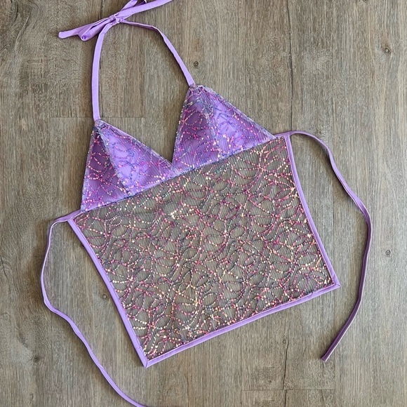 Handmade Y2K Fairycore Mermaid
Embellished Halter Babydoll Vest Top - Purple - Picture 4 of 8